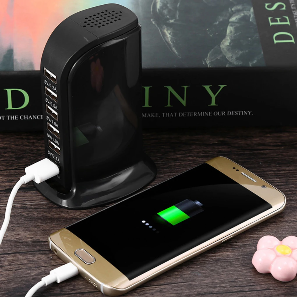 30W Multi 6 Port USB Charger 6A Rapid Charging Station Desktop Hub Connectors Extension Socket Platooninsert Hub Connectors