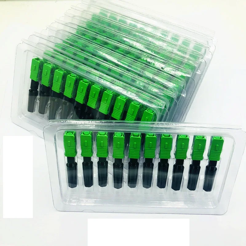 100PCS SC APC Optical Fiber Fast Connector FTTH Field Quick Assembly Fiber Optic SC Fast Connector