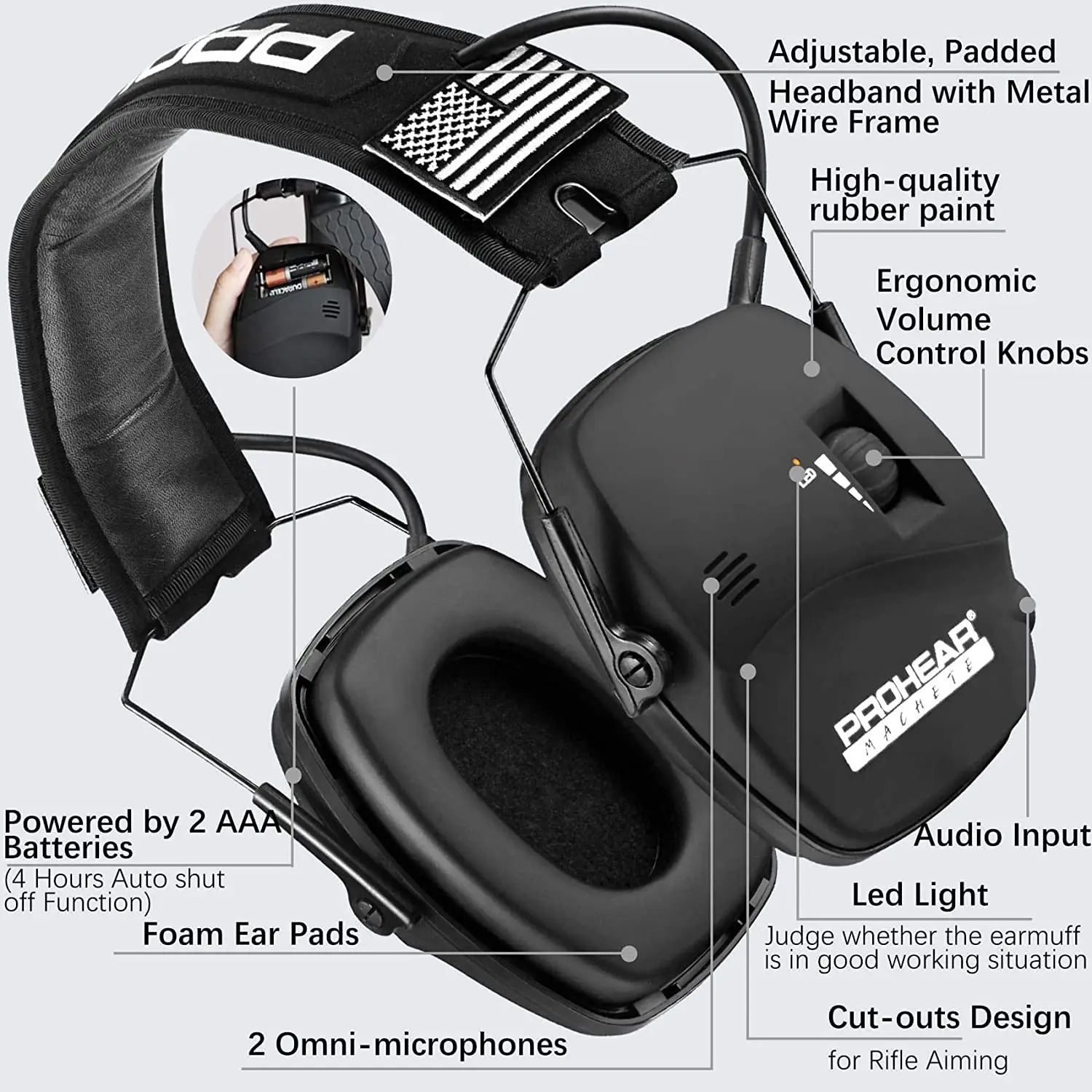 Тактические наушники NRR22db, защитные наушники для электронной стрельбы, для охоты, усиления звука