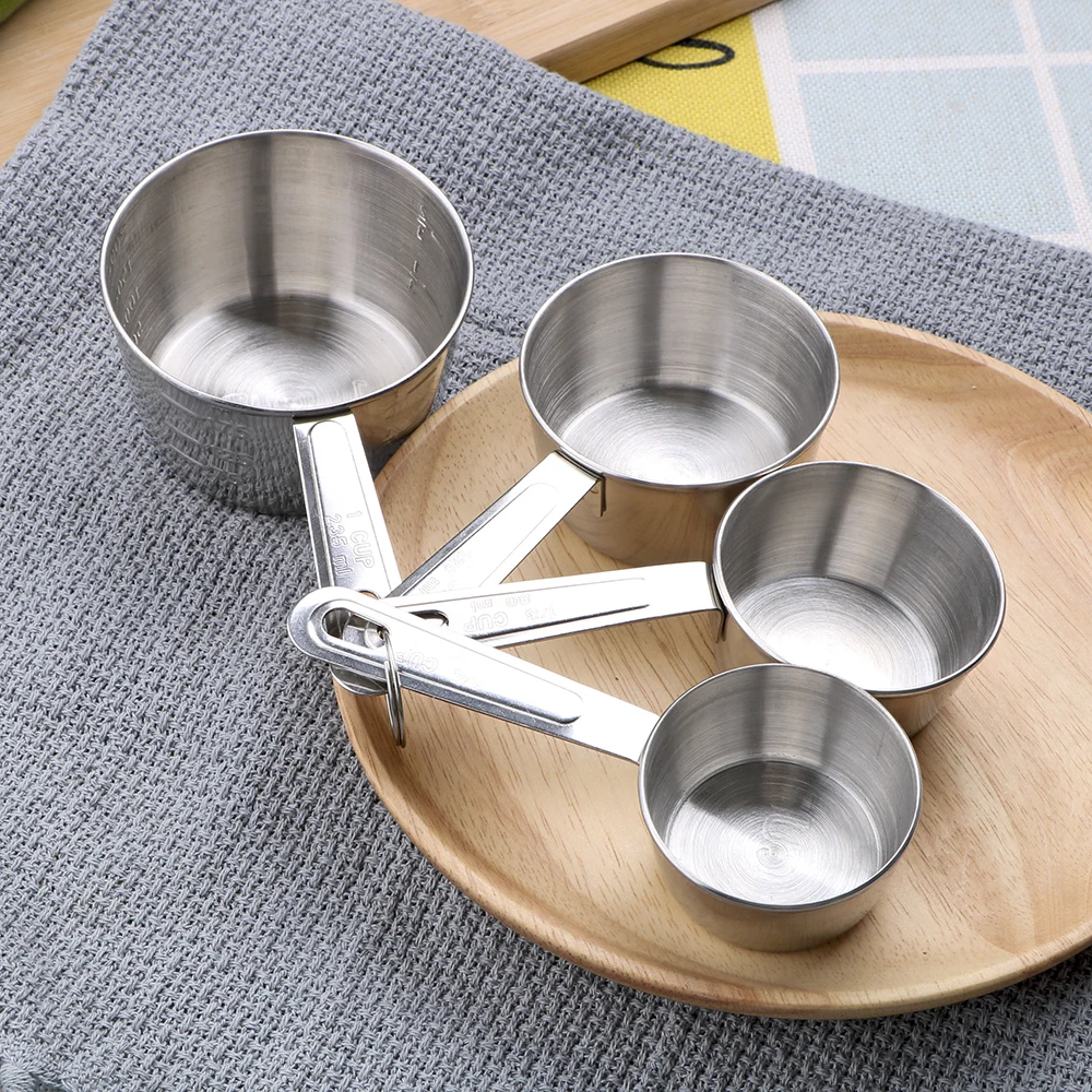 Measuring Cup Kichen Accessories Stainless Steel for Flour Food Coffee Cooking Measuring Tools 4Pcs/Set Baking Tools with Scale