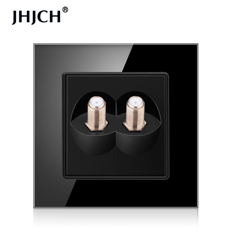 JHJCH-satellite socket, tempered glass crystal panel, 1 group, 2 groups, white, black, gold, gray