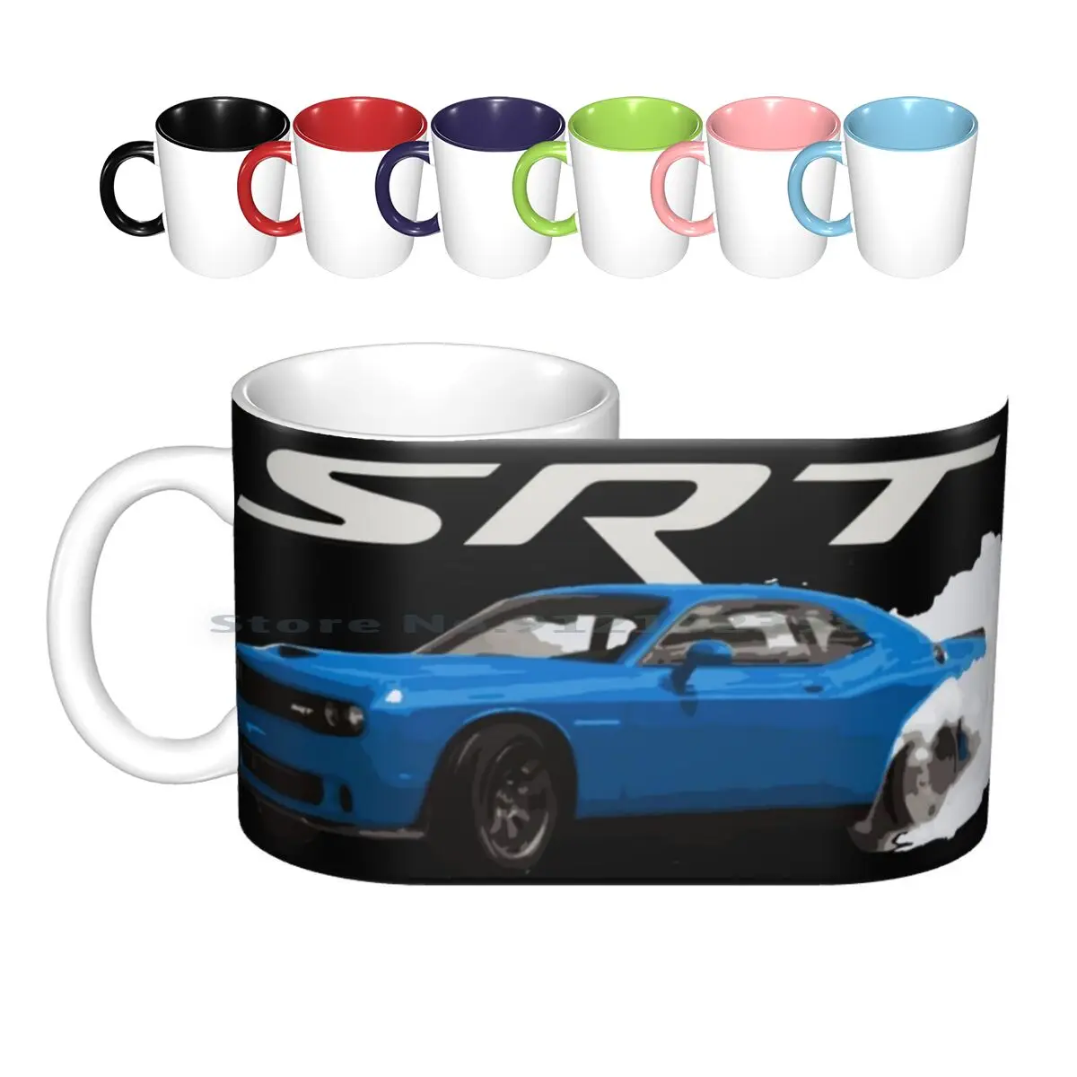 Srt Blue Challenger Hellcat Ceramic Mugs Coffee Cups Milk Tea Mug Srt Mopar Hellcat Challenger Charger Neon Viper Chrysler