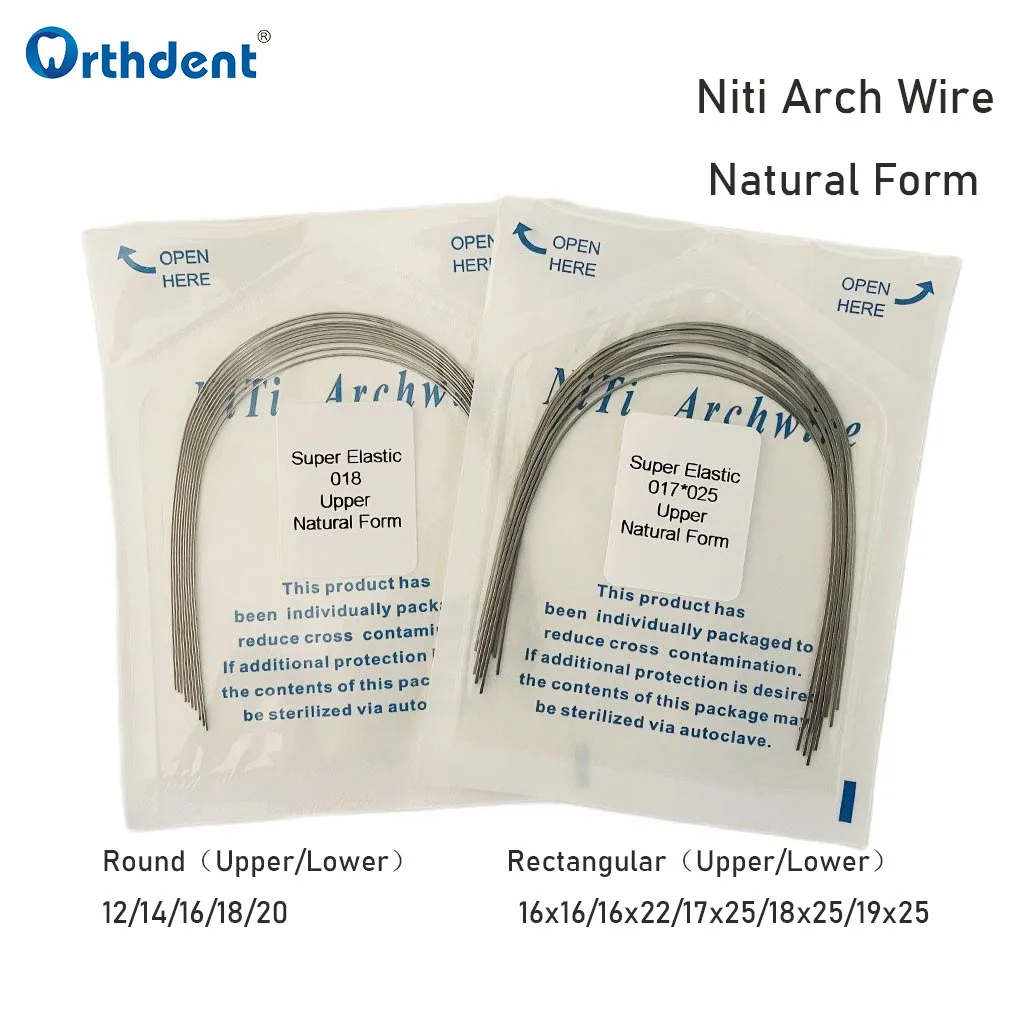 2 Packs Dental Nitinol Memory Wire Arch Top Forms Ortodontic Archwire Round/Rectangular Natural Form Dentistry Accessories