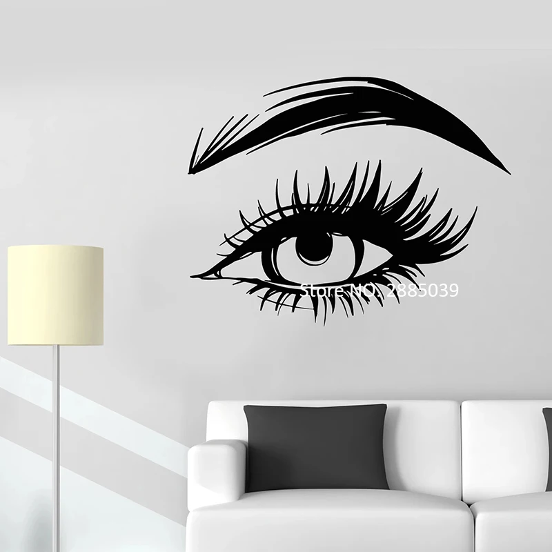 

Large Size Beautiful Woman Eye Vinyl Wall Decal Eyelashes Eyebrows Salon Art Stickers Home,Store Show Window Decor Decals LC1523