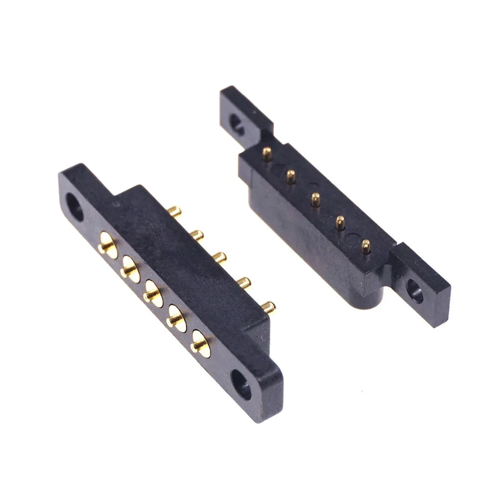 Pogo Pin Spring Pin Connector 5p 2.54 Mm Male and Female Plug in Board with Screw Hole Installation