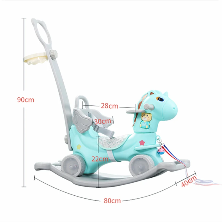 High quality baby rotating glow musical toddler walker plastic kids unicorn cartoon rocking horse ride on animals toy