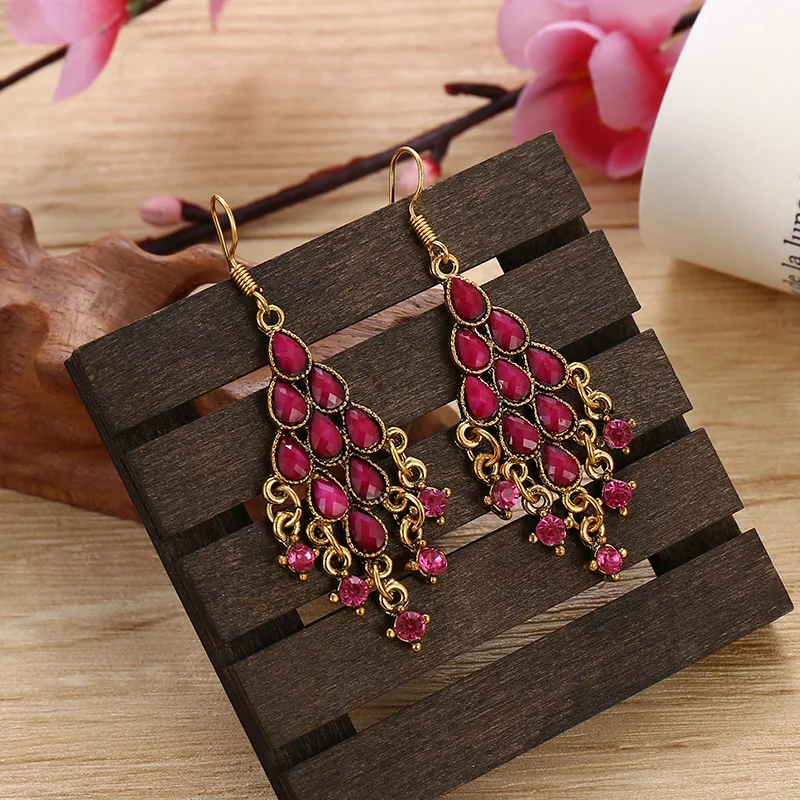 Retro Geometric Ladies Earrings Summer Boho Jewelry Women\'s Vintage Corful Beaded Tassel Earrings Bijoux