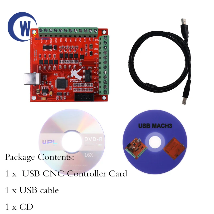 Hot!CNC Control system kit, 1*Red Breakout Board USB MACH3 100Khz 4 Axis Interface Driver Motion Controller+4*DM556/DM542 Drive