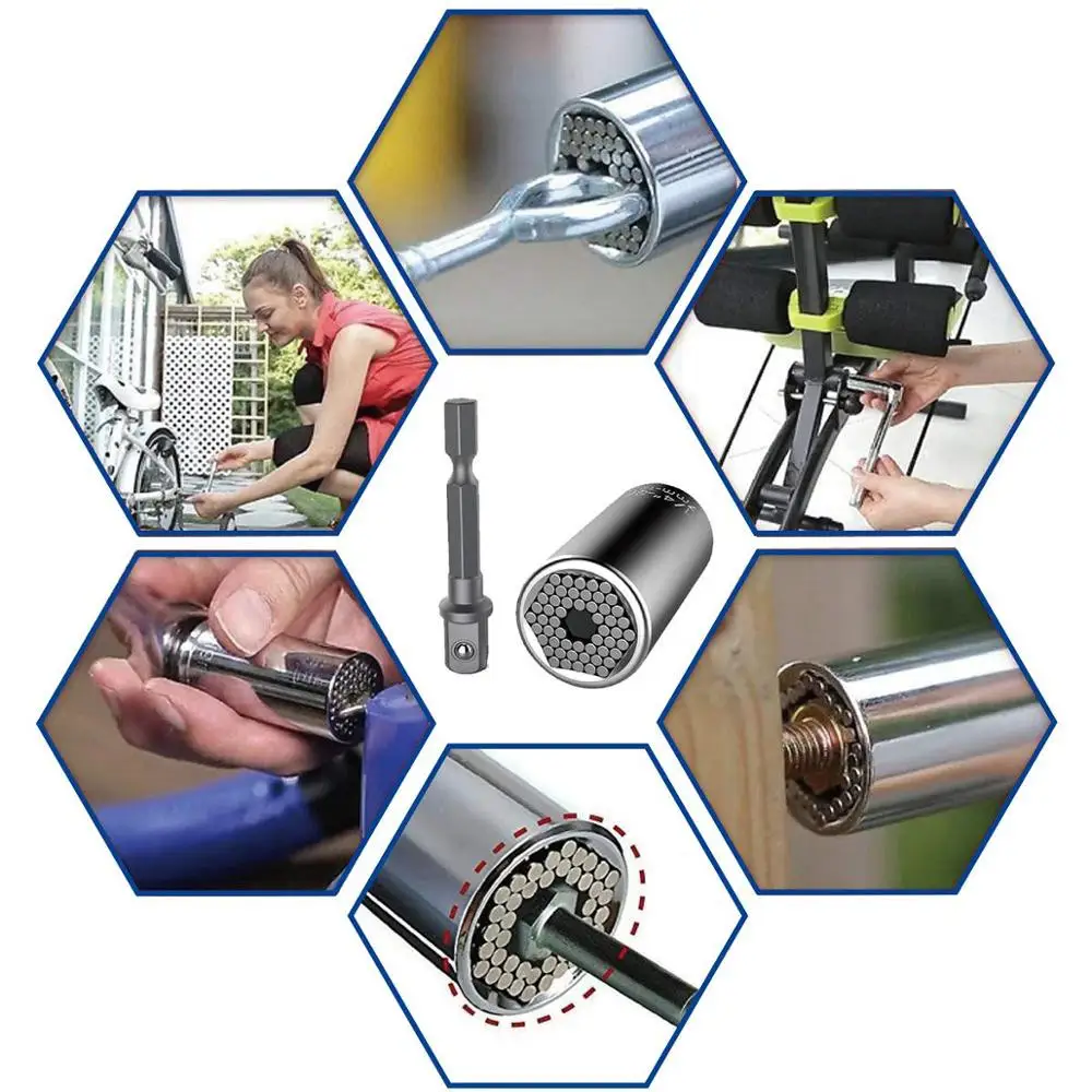 Universal Socket Professional Tools 9-27mm torque wrench set head key sleeve socket Ratchet Spanner Power Drill Hand Tools