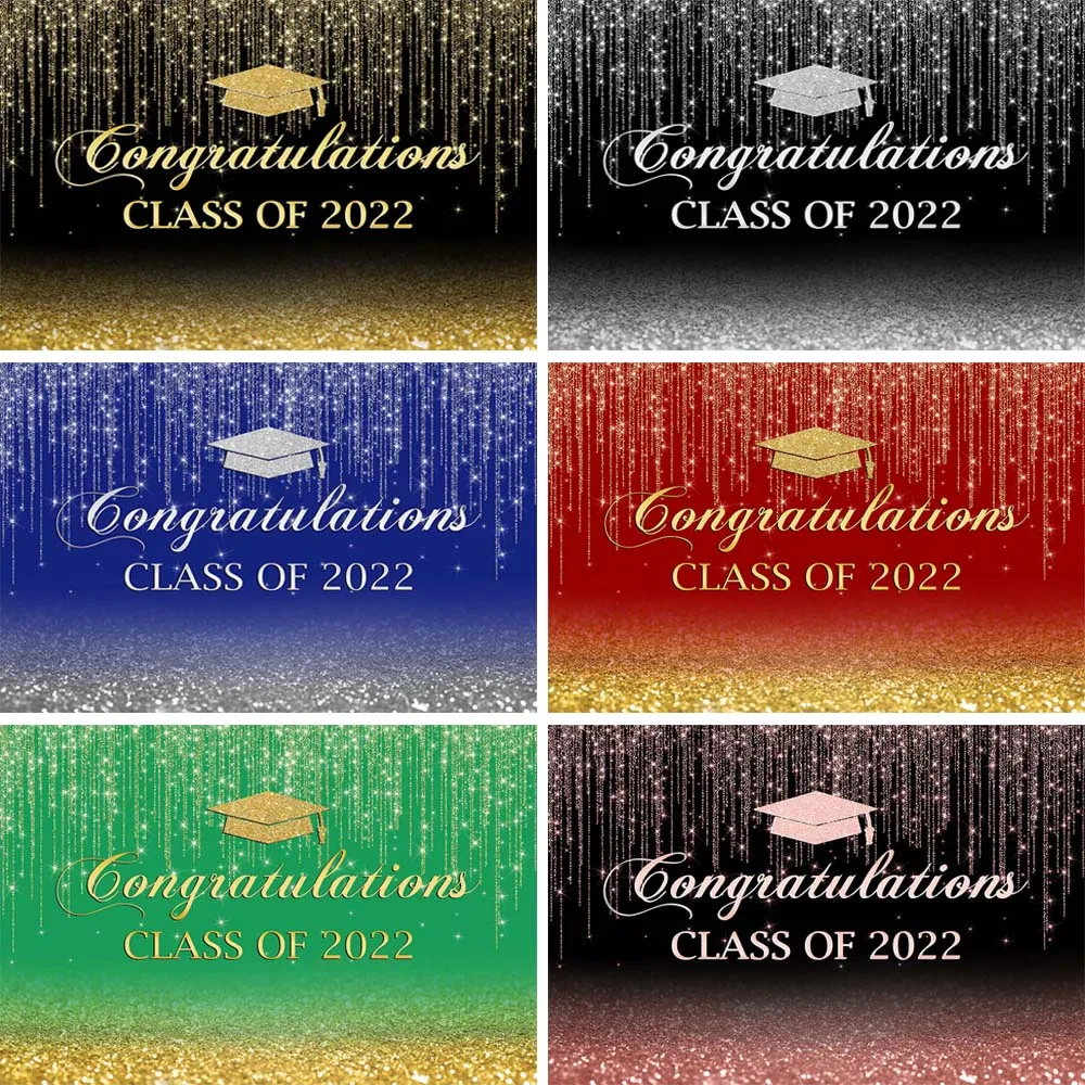 

Congratulations Grads Photocall Class Of 2022 Grad Photography Backdrop Glitter Graduation Party Banner Background Decoration