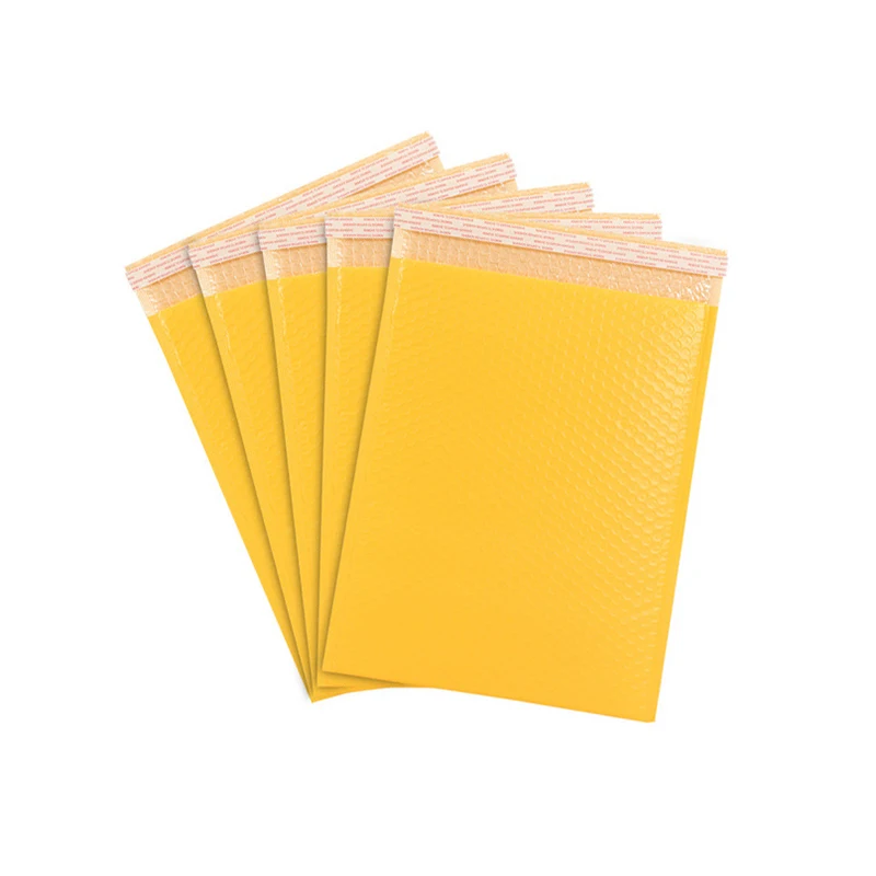 100Pcs Large Gift Packaging Bag Yellow Poly Courier Bubble Bags Shockproof Padded Envelope Postal Express Bubble Mailer 23x28cm