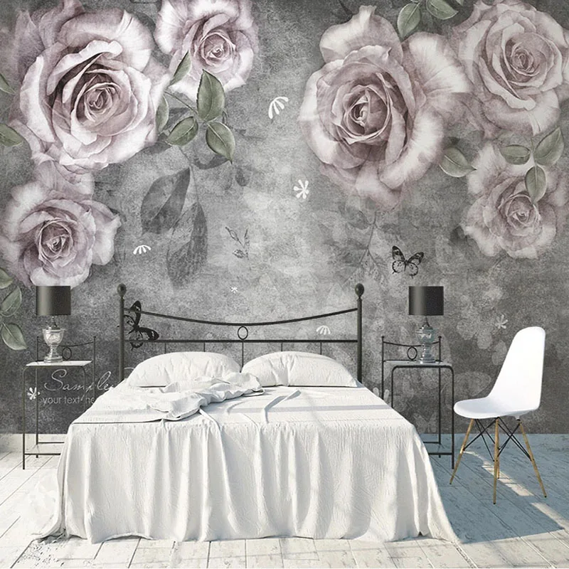 Custom Mural Wallpaper 3D Hand-Painted Vintage Oil Painting Rose Vine Flowers Wall Paper Living Room Bedroom Waterproof Stickers