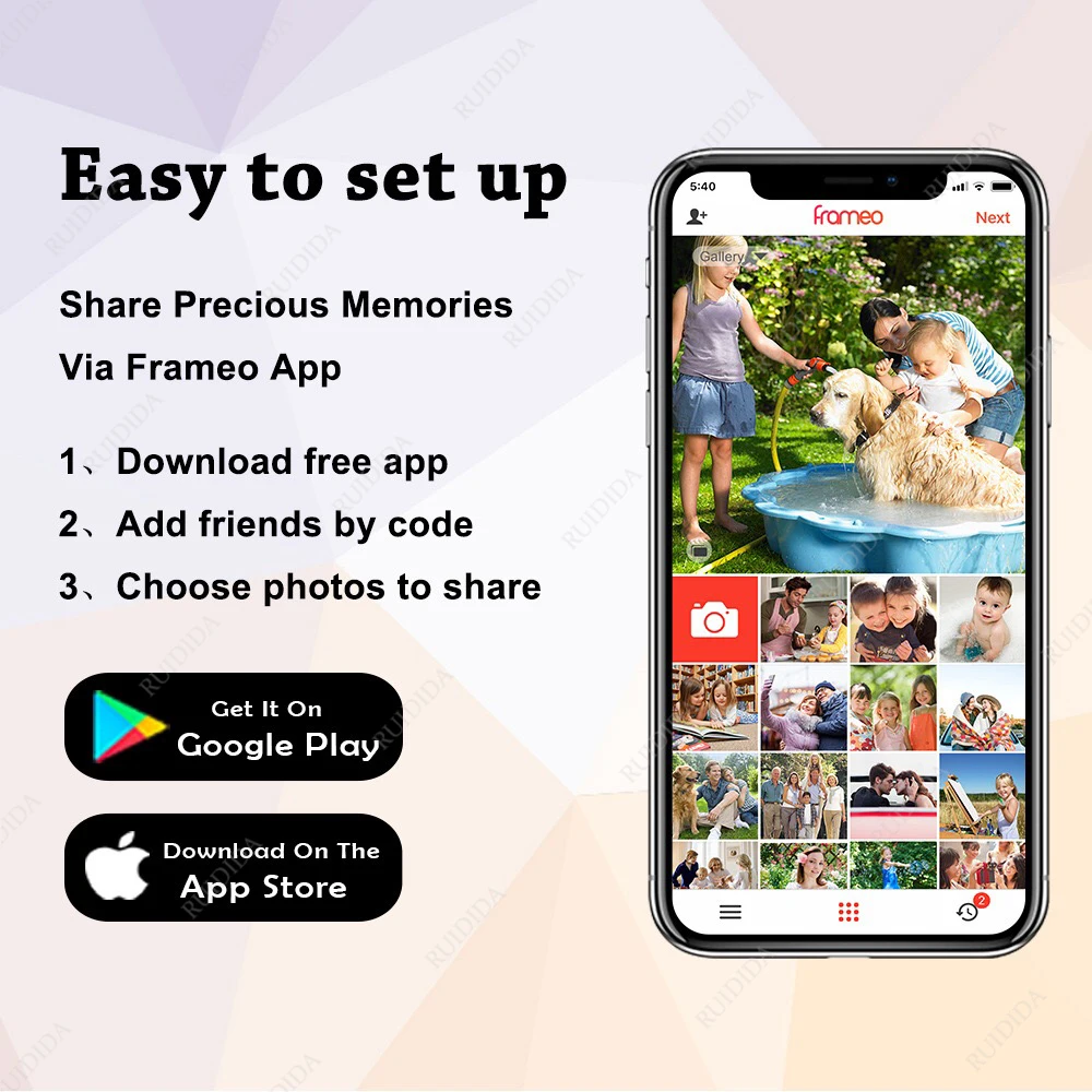إطار صور رقمي بإطار 10.1 بوصة WIFI إطار صورة رقمي ألبوم صور إلكتروني ذكي مدمج 16 جيجابايت لتقديم الهدايا