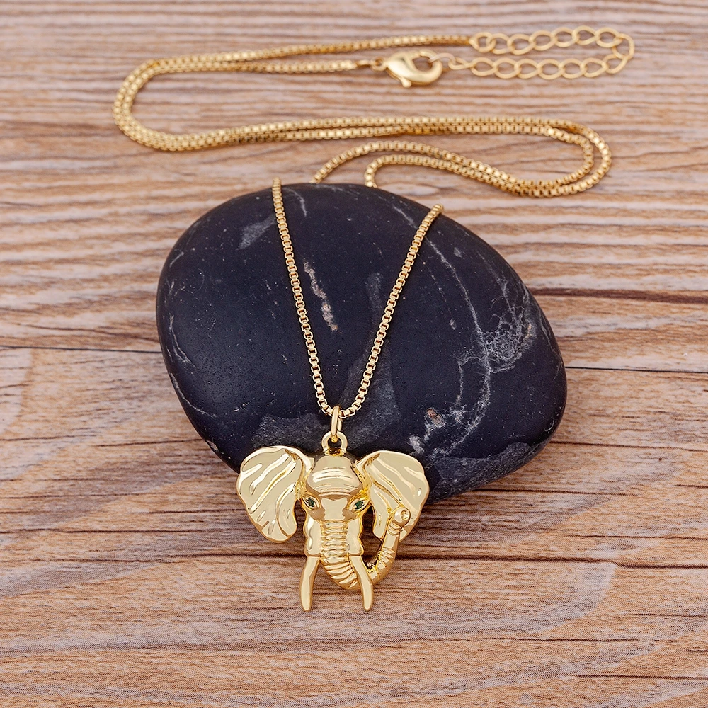 New Fashion Good Luck Cute Elephant Pendant Crystal Stone Animal Pendant Statement Personality Necklaces for Women Party Jewelry