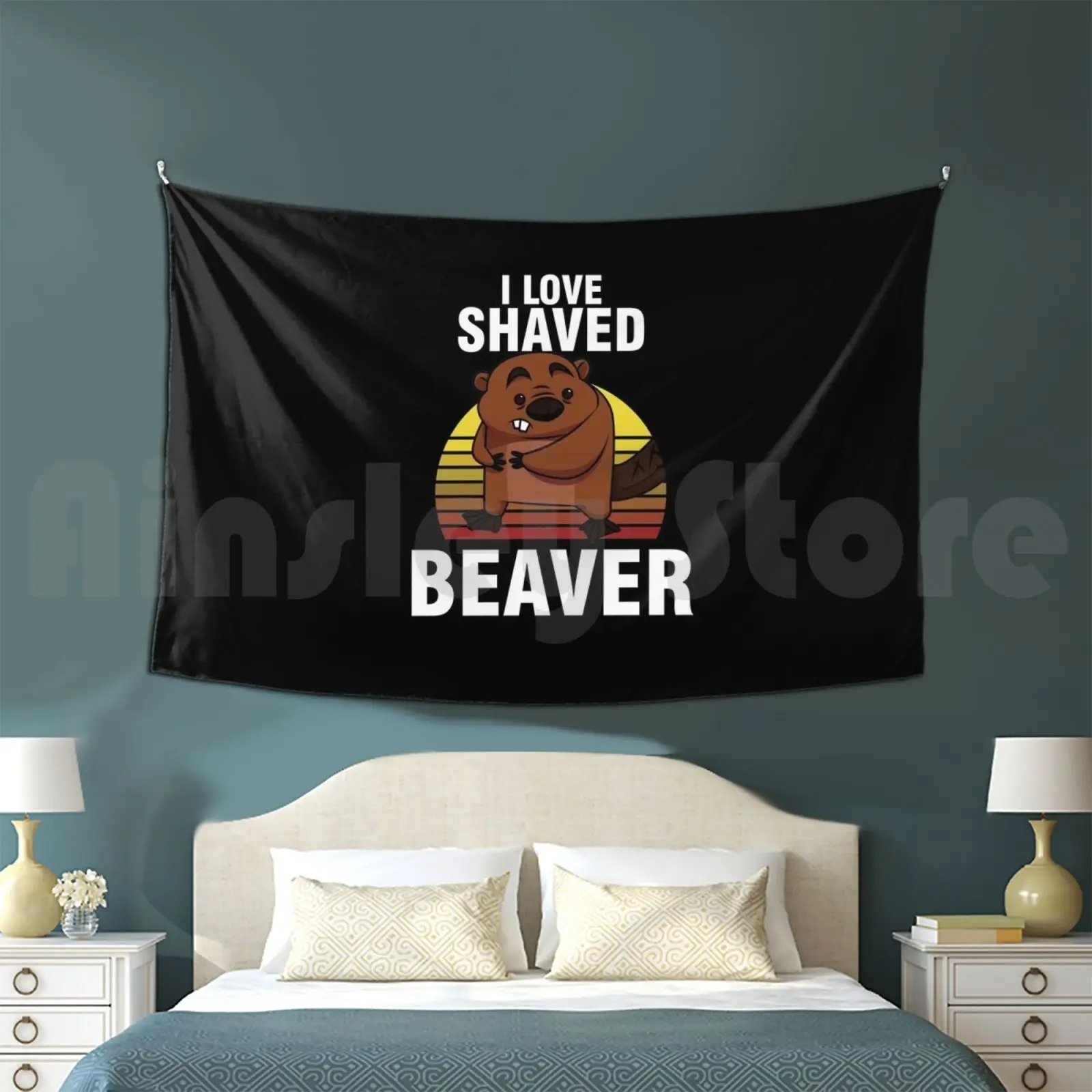 Funny Sexual Innuendos Sarcastic Joke Sexual Humor I Love Shaved Beaver Tapestry Living Room Bedroom Sexuality Adult Jokes