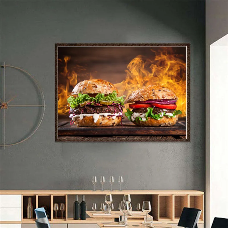 Diamond Painting Hamburger Diamond Picture DIY Diamond Embroidery Cross Stitch Full Square Drill Mosaic Tickers Food Home Decor