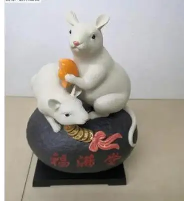 

rat Mouse zodiac fumantang presents Shiwan ceramic doll living room porch club decoration luxury Animal Sculpture statue