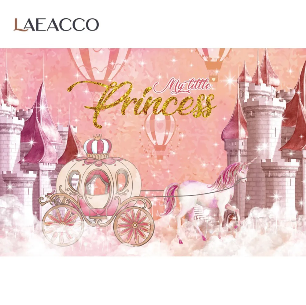 Princess Backdrop For Photography Castle Unicorn Carriage Newborn Baby Shower Girl Birthday Party Customized Photo Background