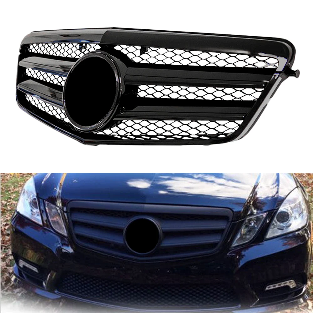 Front Grille For 2009 2010 Mercedes Benz E-Class W212  E250 E300 E350 E500 E550 Sedan Gloss Black Car Accessory