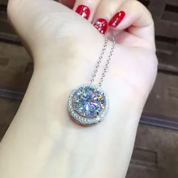 Solitaire Promise Pendant 4ct Diamond cz Real 925 sterling silver Engagement Wedding Pendant necklace for women Bridal Jewelry