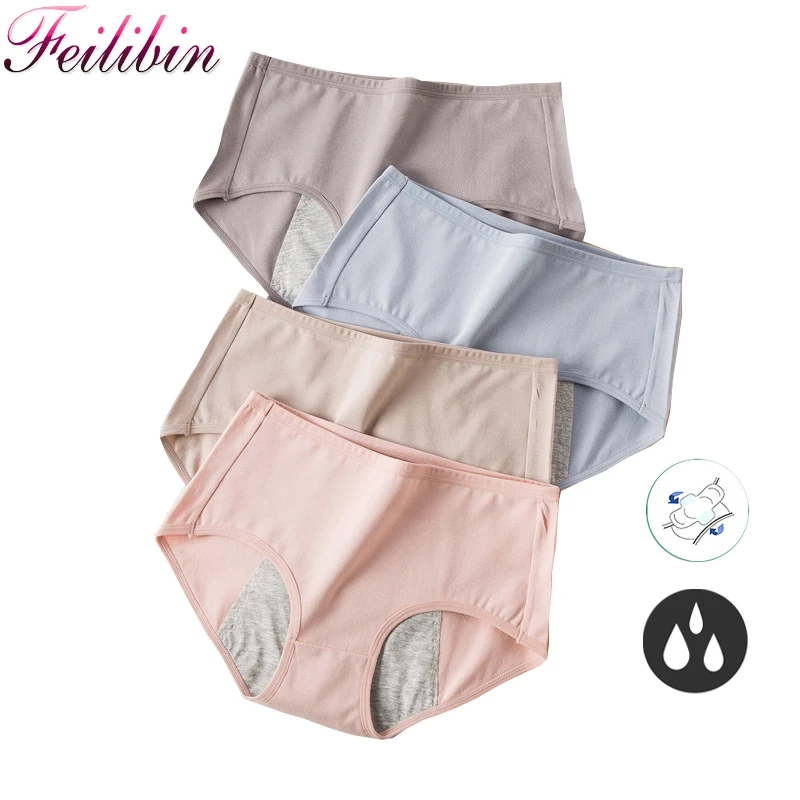 

ZJX 3Pcs Leak-proof Menstrual Panties Women Widen Physiological Pants Women's Period Cotton Ladies Waterproof Underwear XXL