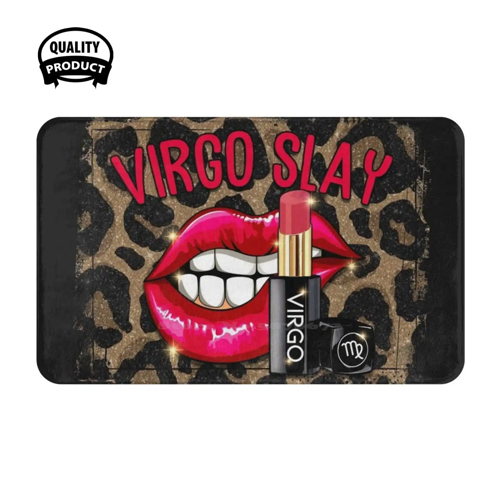 Virgo Slay Leopard Biting Lips Soft Cushion Home Carpet Door Mat Car Rug Virgo Slay Leopard Birthday Zodiac Horoscopes Biting