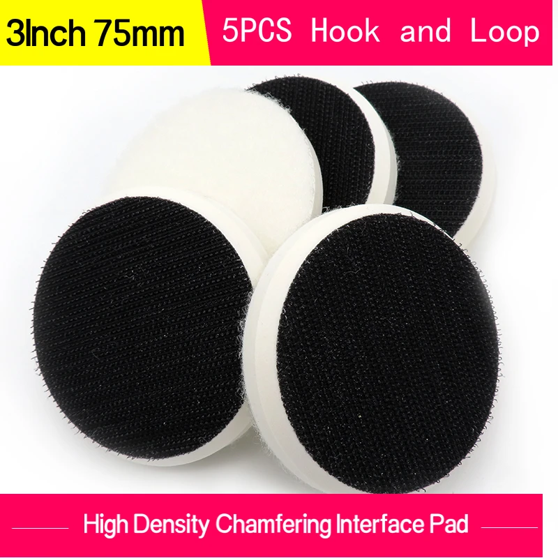 5PCS High Density Chamfering Hard Interface Pad 3 Inch 75mm Sponge Cushion Pad Sander Protection Pad for Polishing & Grinding