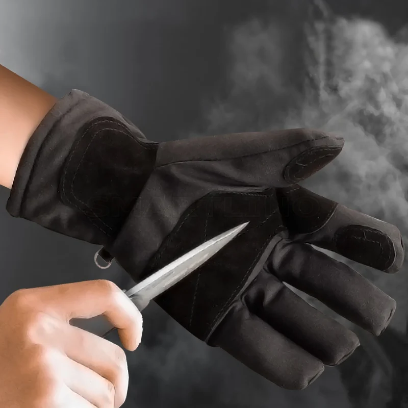 Gants de sécurité ignifugés avec ceinture de coulée noire, fournitures de protection contre les incendies, le soudage et l'incendie par temps froid