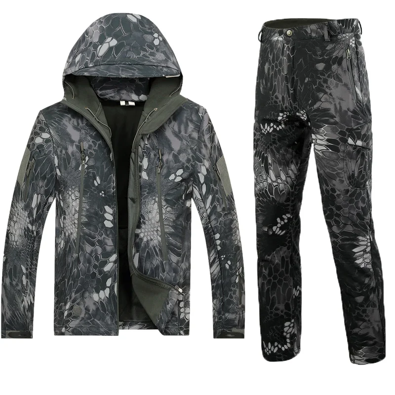 Tactical Jackets Set Waterproof Windproof Clothes Suit Shark Skin Soft Shell Camouflage Uniform  Hunting Set