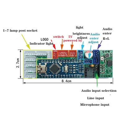 14-segment 7-segment spectrum analyzer level indicator music spectrum light control board