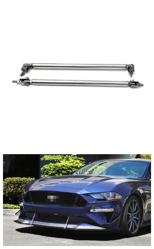 Silver Adjustable Car Front Bumper Lip Splitter Strut Rod Tie Support Bars Spoiler Fit for Mazda Mustang Audi Benz  75mm