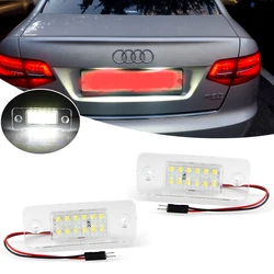 2Pcs Car No Error For Audi A8 D3 2002-2010 Car Rear White LED License Plate Light Number Lamp
