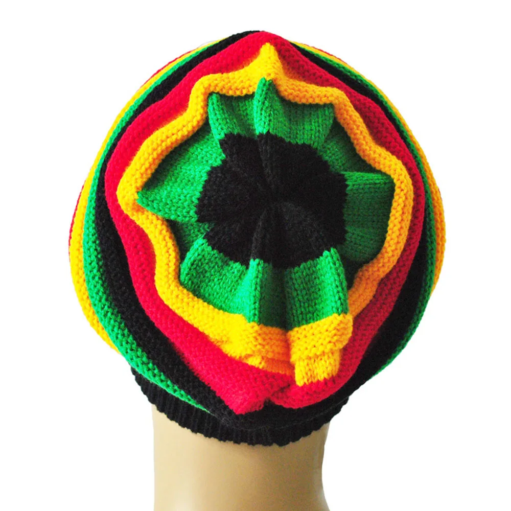 Gorro de punto a rayas de colores para mujer y hombre, gorros de Reggae, estilo Rasta, Cappello, hipppop, moda de otoño e invierno