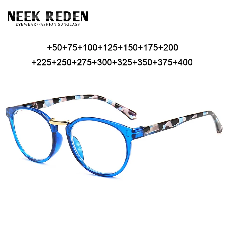 Blue Round Reading Glasses Women Men Retro Presbyopia Optical Eyeglasses With Diopters +0.5 +0.75 +1.25 +2.25 +3.0 +3.25 +3.75