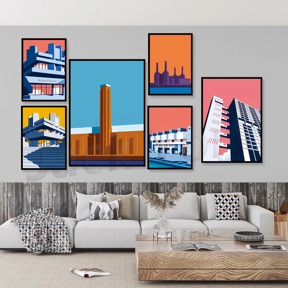 Trellick tower poster print, London wall decor, Brutalist architecture wall art, Cityscape illustration, Modern home decor