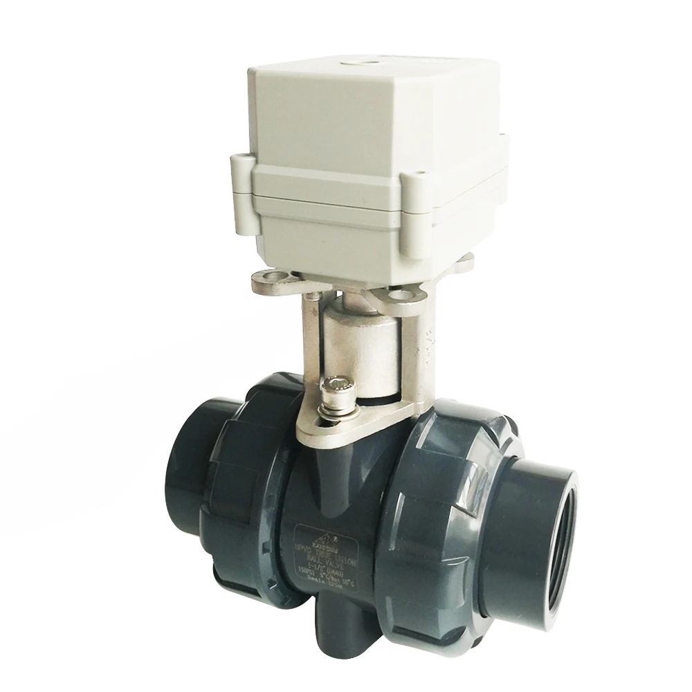 DN32 2 Way U-PVC Metal Gear Normally Open / Normally Close Electric Ball Valve IP67, CE certifed with 10NM Actuator CE certified