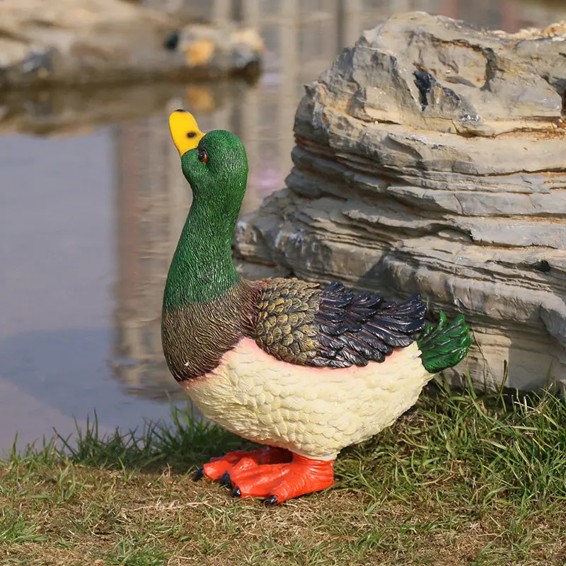 

Pastoral Simulation Animal Standing Duck Resin accessories Courtyard Pond Ornaments Decoration Outdoor Garden Sculpture Crafts