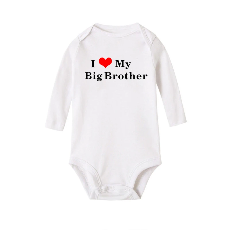 Newborn Baby Boys Girls Cotton I Love My Sister Brother Bodysuit Playsuit Twins Baby Long Sleeved Casual Body Outfits Clothes