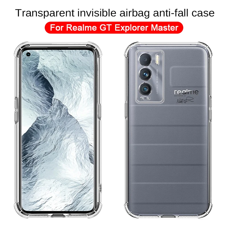 Poduszka powietrzna odporna na wstrząsy pokrywa dla Realme GT Master Edition RMX3363 RMX3360 C21 8 Pro Case Funda przezroczysta miękka TPU dla