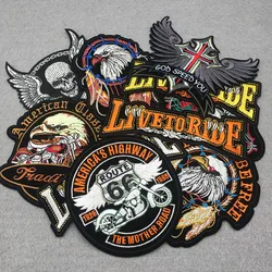 Live To Ride Punk Eagle Embroidered Patches on Clothes Iron on Patches for Clothing Jacket Badge DIY Biker Appliques Stirpes
