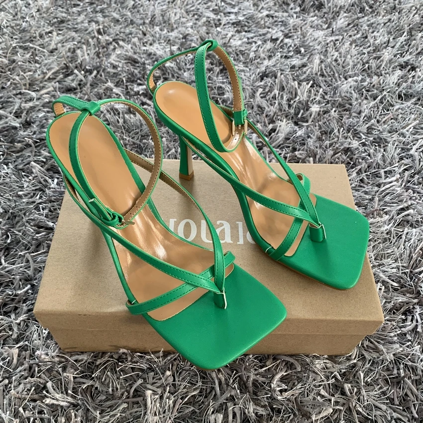 2022 Ankle Strap Women Sandals Summer Fashion Brand Thin High Heels Gladiator Sandal Shoes Narrow Band Party Dress Pump Shoes