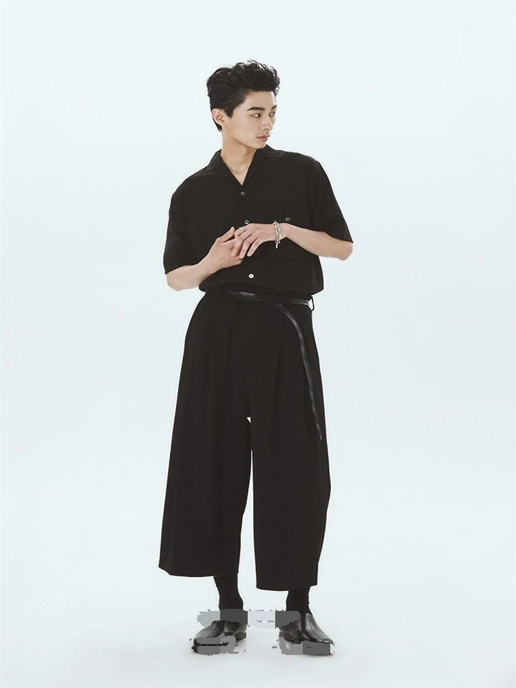 Men's casual trousers new design casual wide-leg culottes summer super loose large size cool nine cent pants