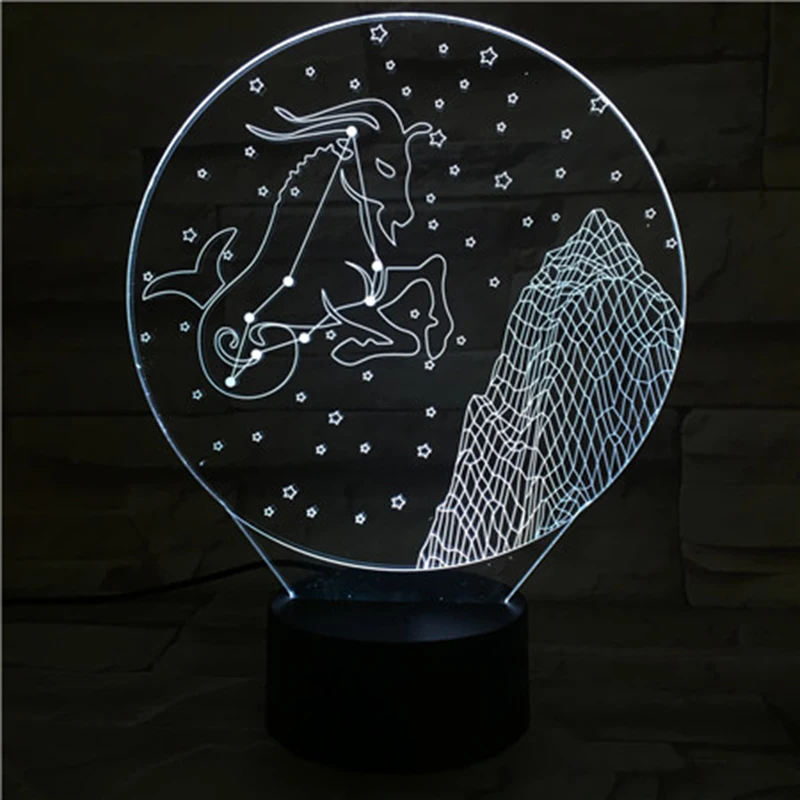 Lampada da tavolo a led a luce notturna 3D con zodiaco materornus per la decorazione della camera da letto per bambini accento illuminazione per interni puntelli decorazioni per la casa luce