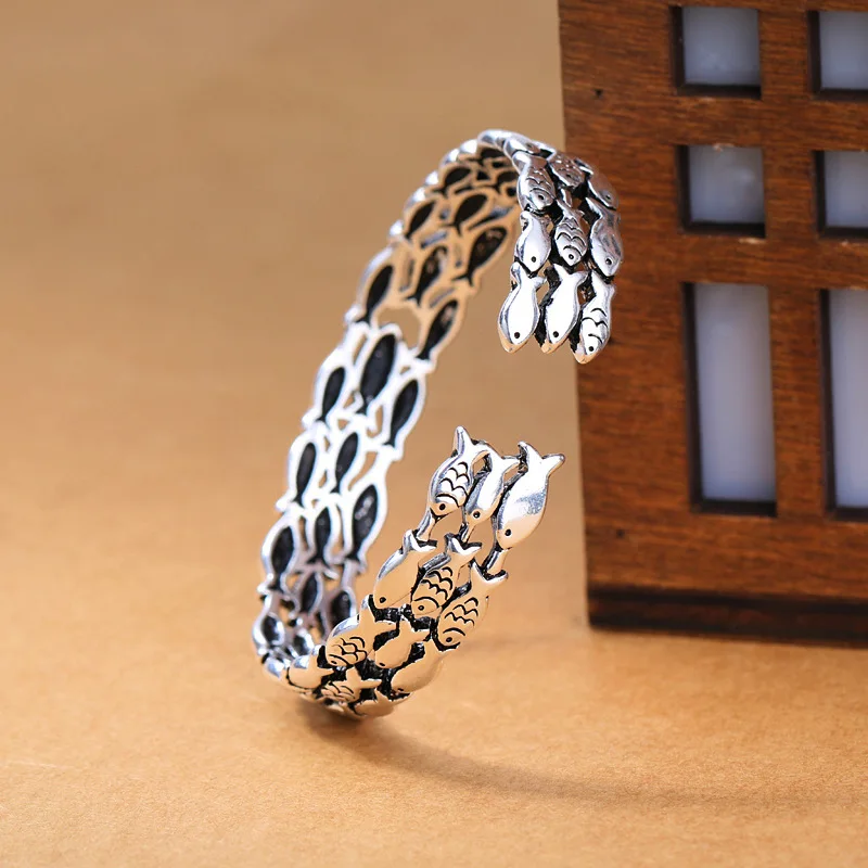 Mewanry Silver Color Cute Fish Bracelet New Fashion Vintage Creative Design Party Bride Jewelry Birthday Gifts for Women image 5