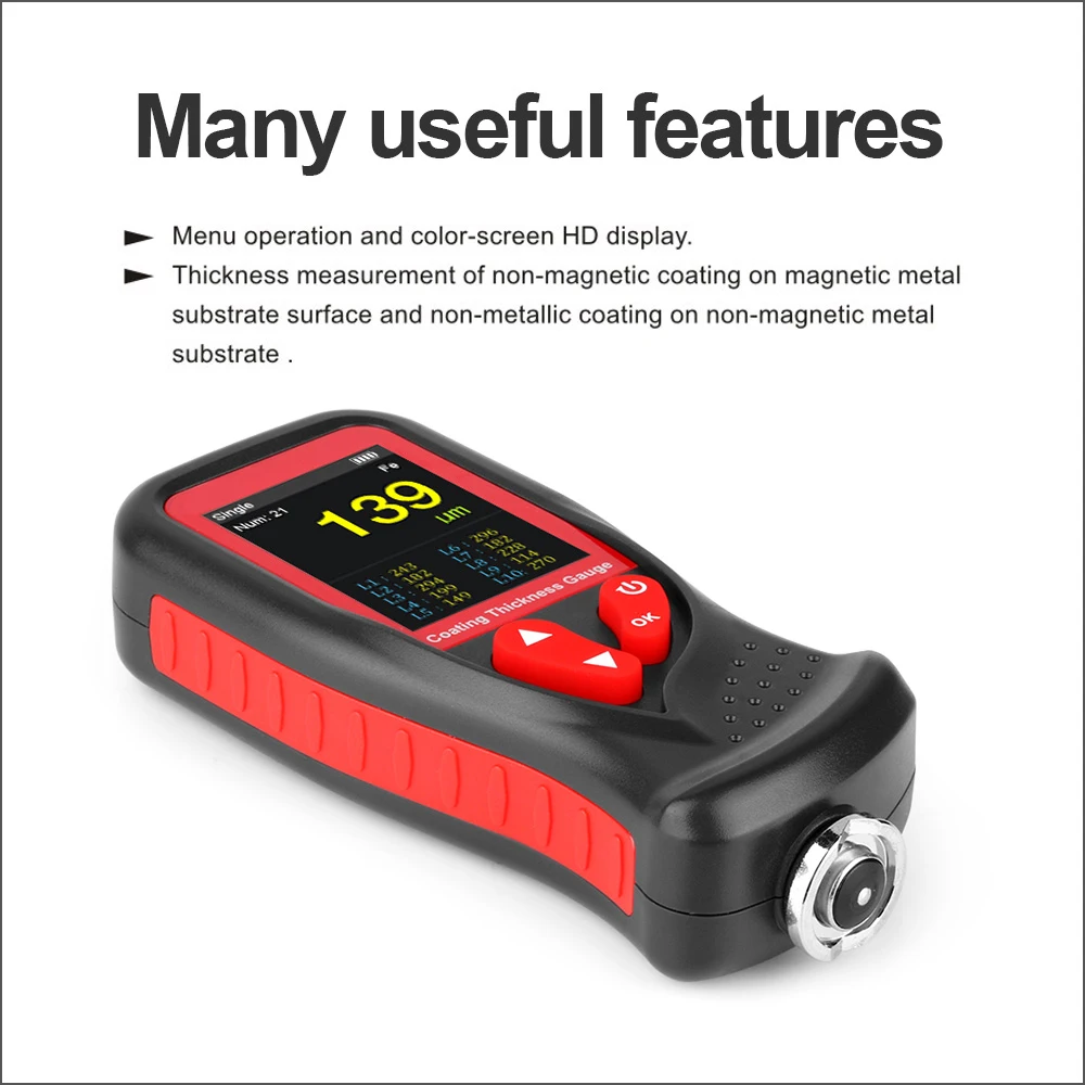 RZ Thickness Gauge Meter Paint Coating Digital Thickness Gauge Car Film Thickness Gauge Tester Rechargeable Thickness Gauge