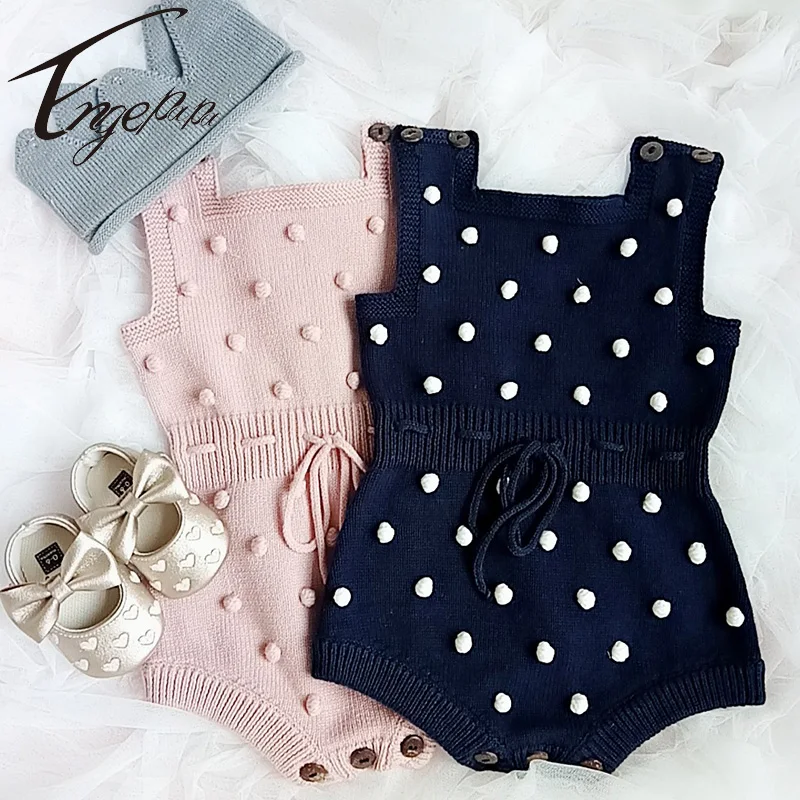 

Engepapa Spring&Autumn Knitted Baby Clothes 2021 Newborn Baby Rompers Baby Girl Romper Cotton Dot Infant Boys Girls Jumpsuit