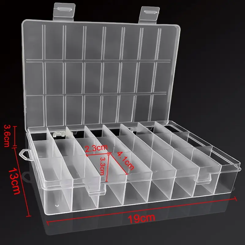 24 Grades Peças Organizador Caixa Compartimento Prático Caixa De Armazenamento De Plástico Jóias Bead Screw Holder Case Display Container