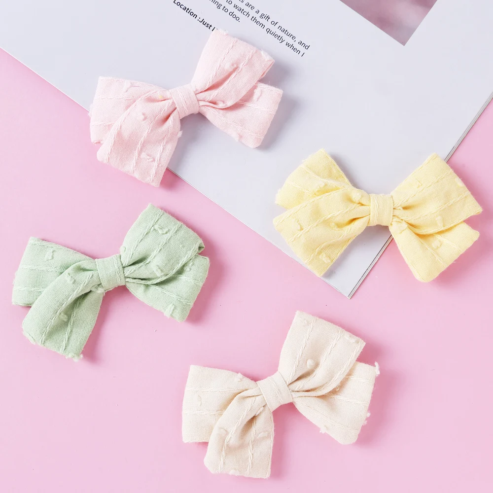 Baby Girls Hairpin Bows Barrette For Children Cotton Linen Hair Clips Infant Jacquard Hairgrips Spring Kids Hair Accessories