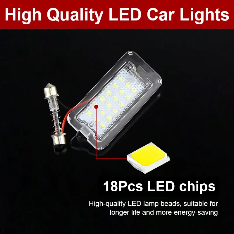 High Bright 2X 12V 18SMD No Error Car Parts LED Number License Plate Tail Light Lamp For Fiat 500 500C/ Abarth 500 07-16 6000k