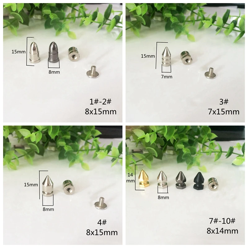 14-34mm Brass Bullet Hexagonal Spike Rivet Studs With Screw Back For Bag Hat Shoes Leather Craft Garment Trimit Accessories